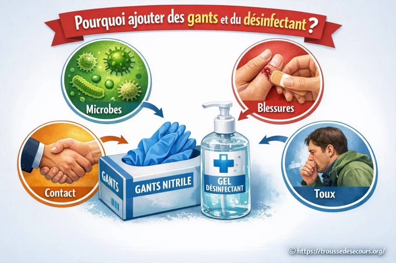 Pourquoi ajouter des gants et du désinfectant dans une trousse de secours ?