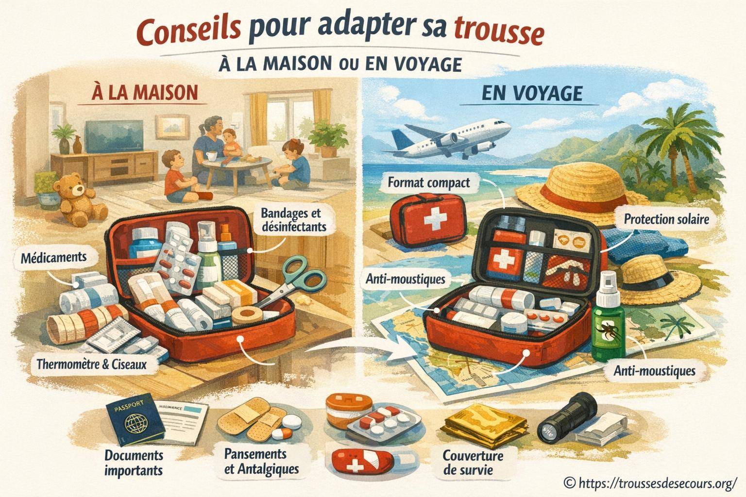 Conseils pour adapter sa trousse à la maison ou en voyage