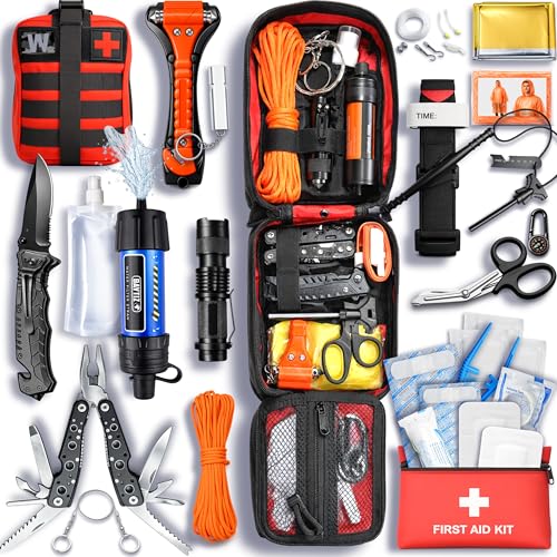 WONCROW ® Kit de Survie Complet + Trousse de Secours + Paill