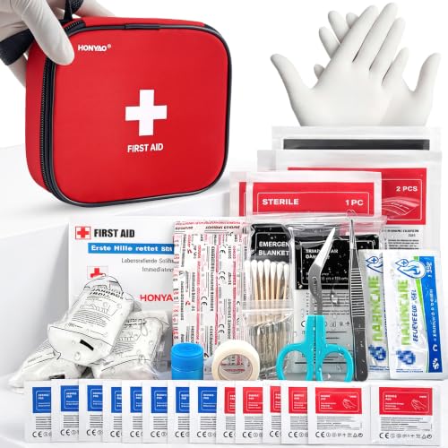 HONYAO Mini Trousse de Secours 125 Pièces, Petite Trousse Pr